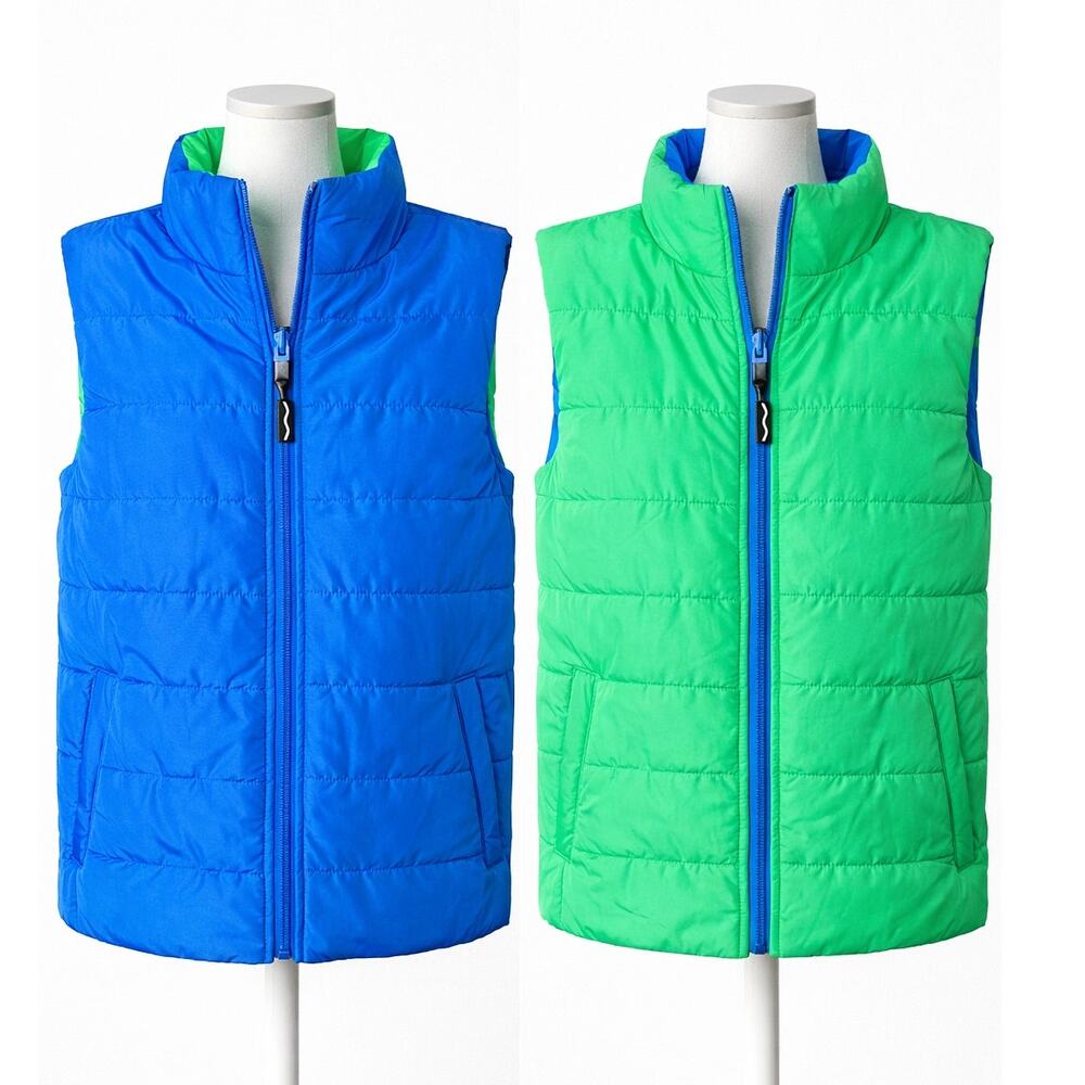Crayola x Kohl’s Kids Reversible Puffer Vest Blue Red Full Zip Unisex Small 7/8